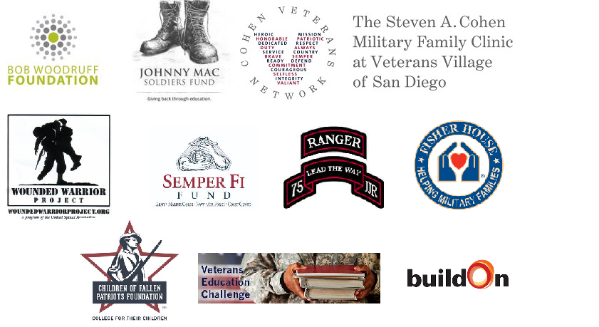 Fisher House Fallen Patriots Lead the Way Fund Semper Fi Fund Bob Woodruff Foundation Johnny Mac Soldiers Fund Wounded Warrior Project