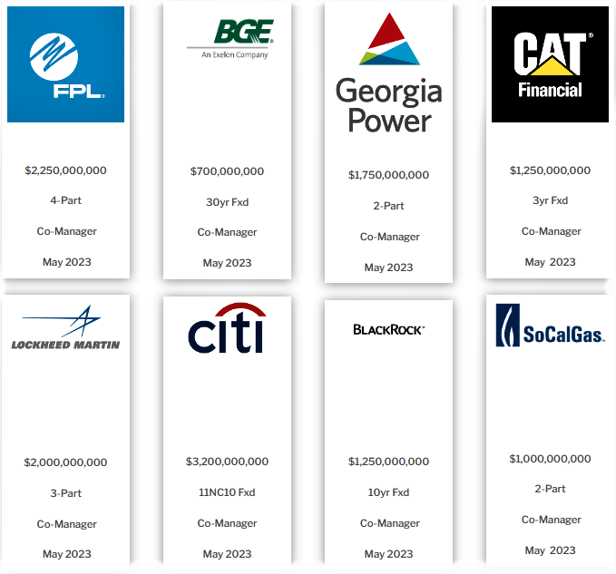 Mischler Financial Group Investment Grade Debt co-manager underwriter roles May 2023