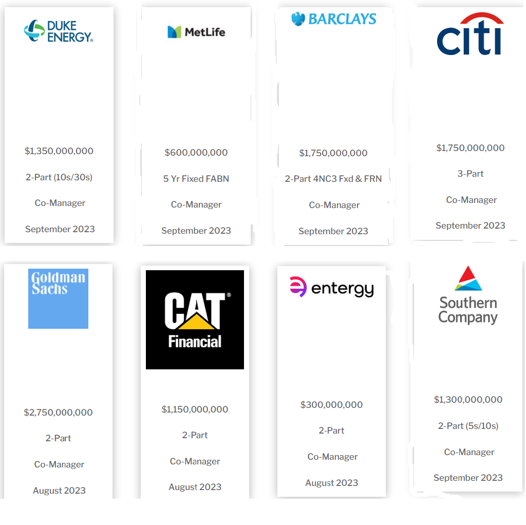 IG corporate debt issuance Aug-Sep 2023 mischler financial group